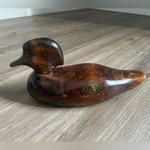 Bundy & Company Wooden Duck Decoy Vintage Made in USA Glass Eye